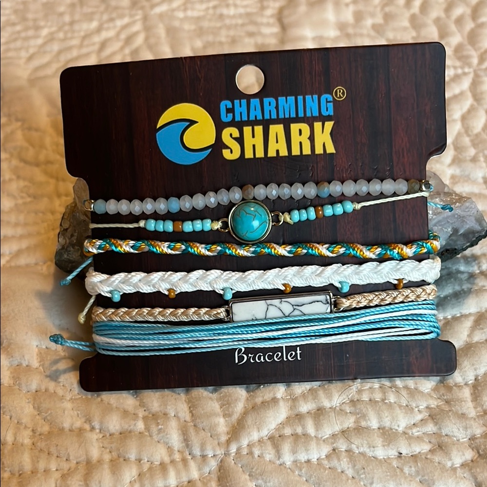 Charming Shark Blue and White Bracelet Set